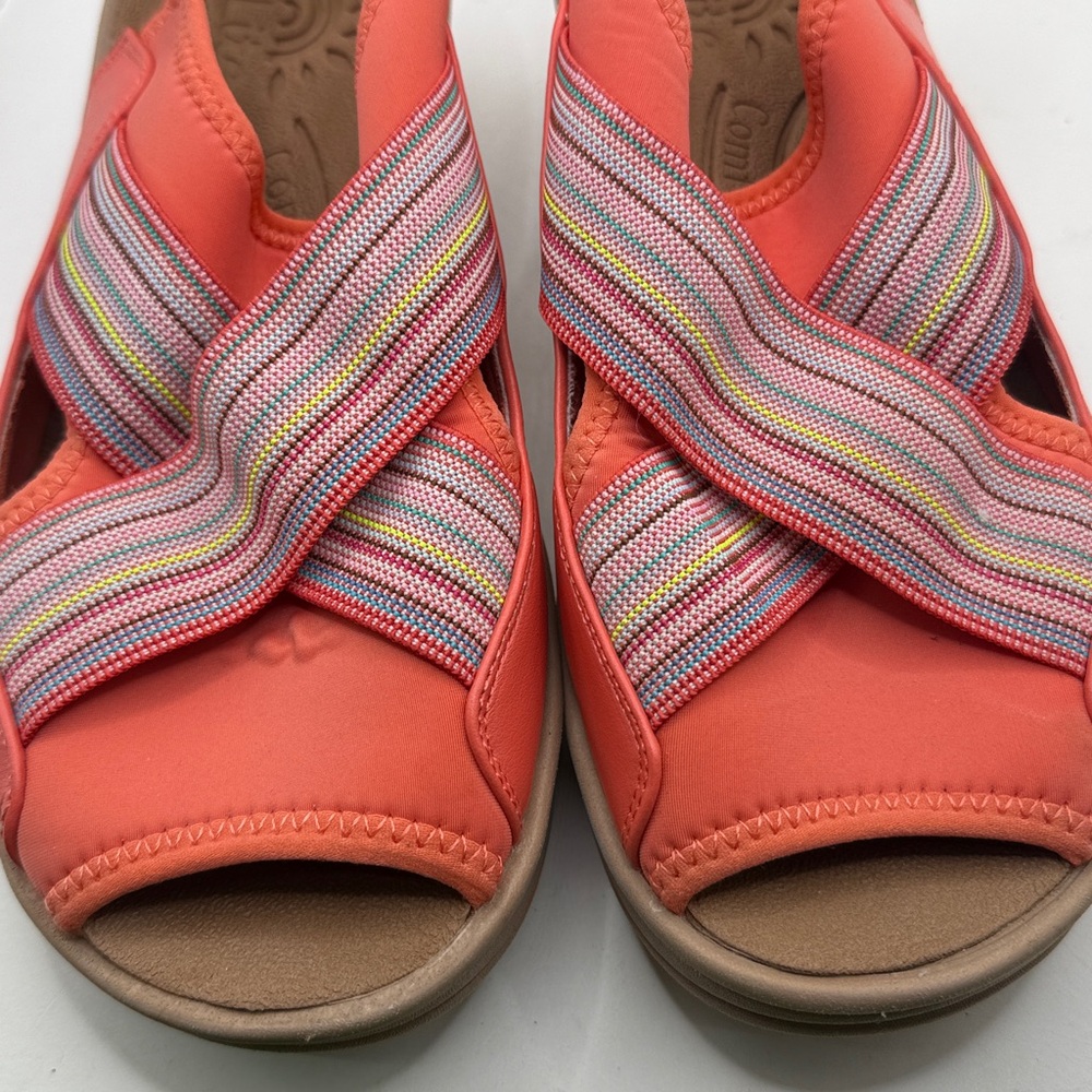 SoLite Easy Street Sandal Wedges Coral Summer Shoes Womens 9W 9 Wide - Picture 8 of 13